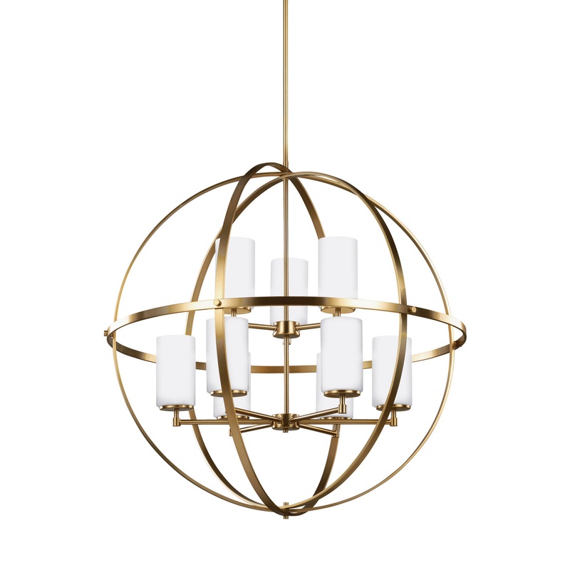 Generation Lighting 3124609-848 Alturas Nine Light Chandelier, Satin Brass