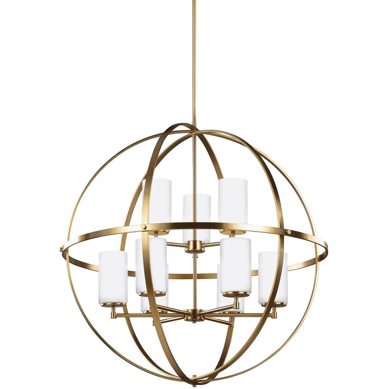 Generation Lighting 3124609EN3-848 Alturas Nine Light Chandelier, Satin Brass