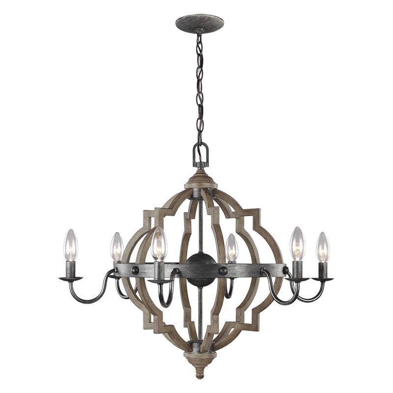 Generation Lighting 3124906-846 Socorro Six Light Chandelier, Stardust (Discontinued)