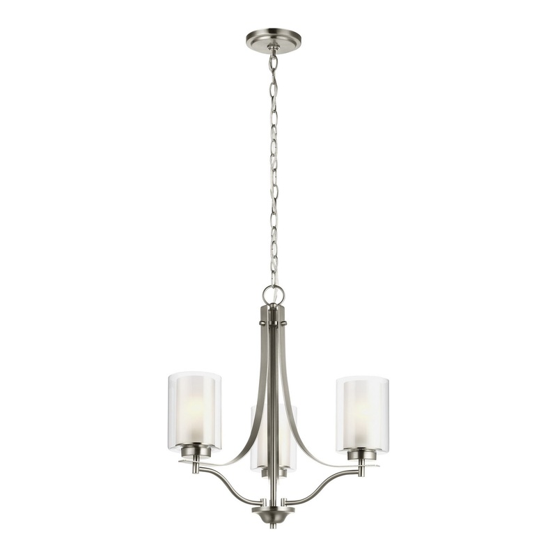 Generation Lighting 3137303-962 Elmwood Park Three Light Chandelier, Brushed Nickel