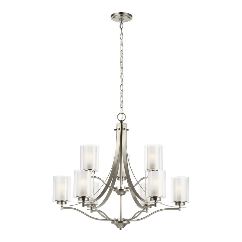 Generation Lighting 3137309EN3-962 Elmwood Park Nine Light Chandelier, Brushed Nickel