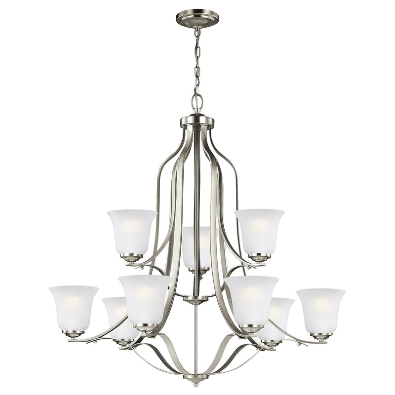 Generation Lighting 3139009-962 Emmons Nine Light Chandelier, Brushed Nickel