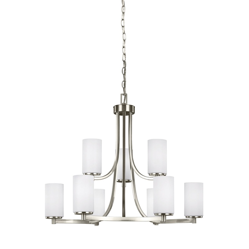 Generation Lighting 3139109-962 Hettinger Nine Light Chandelier, Brushed Nickel