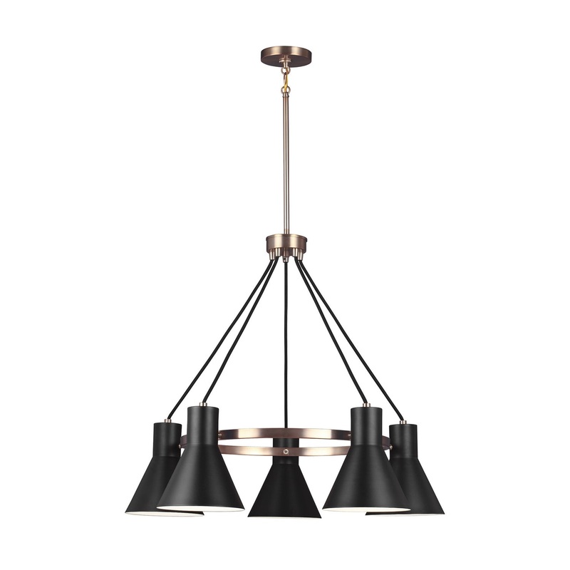 Generation Lighting 3141305-848 Towner Five Light Chandelier, Satin Brass
