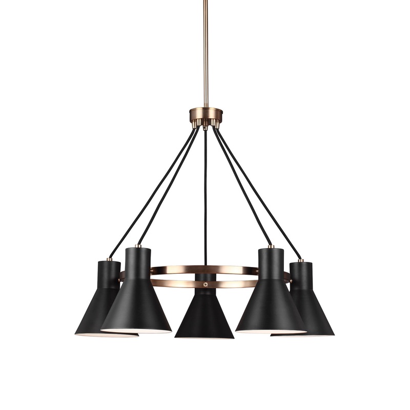 Generation Lighting 3141305EN3-848 Towner Five Light Chandelier, Satin Brass