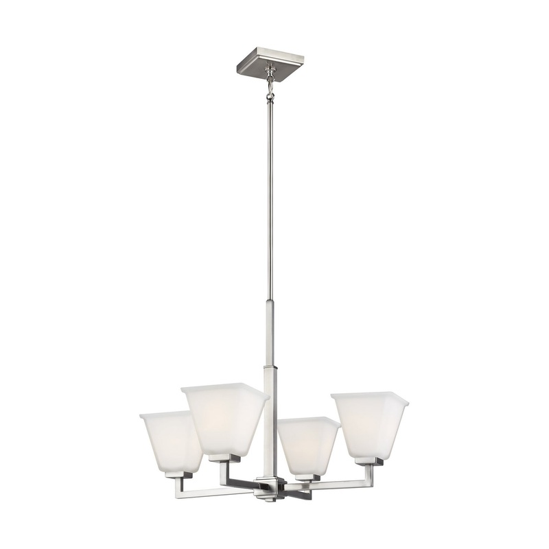 Generation Lighting 3113704-962 Ellis Harper Four Light Chandelier, Brushed Nickel