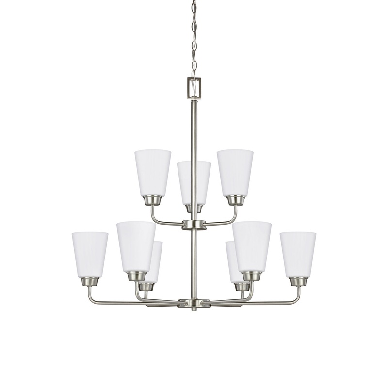Generation Lighting 3115209-962 Kerrville Nine Light Chandelier, Brushed Nickel