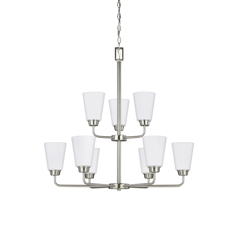 Generation Lighting 3115209EN3-962 Kerrville Nine Light Chandelier, Brushed Nickel