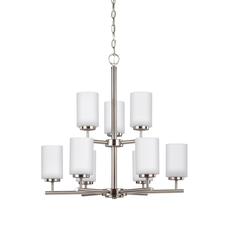 Generation Lighting 31162-962 Oslo Nine Light Chandelier, Brushed Nickel