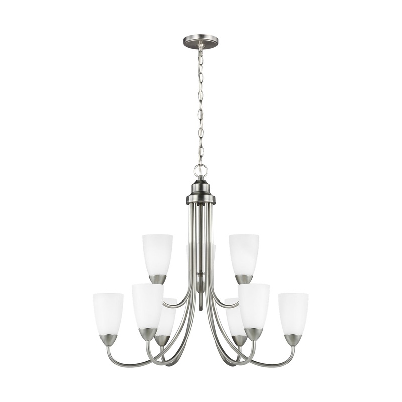 Generation Lighting 3120209EN3-962 Seville Nine Light Chandelier, Brushed Nickel