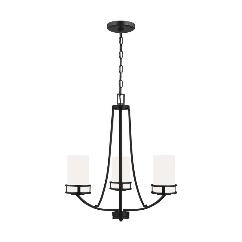 Generation Lighting 3121603-112 Robie Three Light Chandelier, Midnight Black
