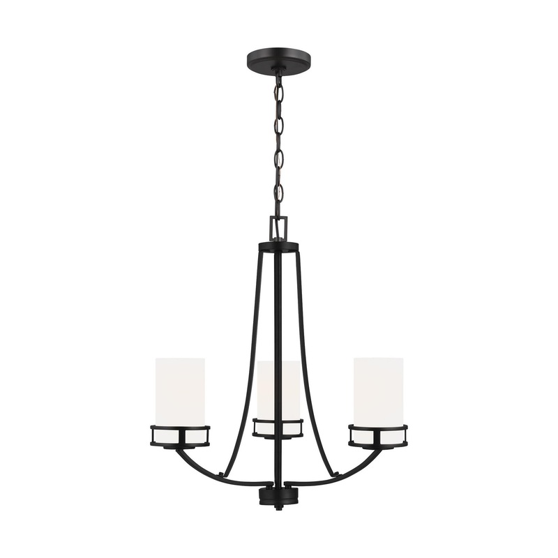 Generation Lighting 3121603EN3-112 Robie Three Light Chandelier, Midnight Black