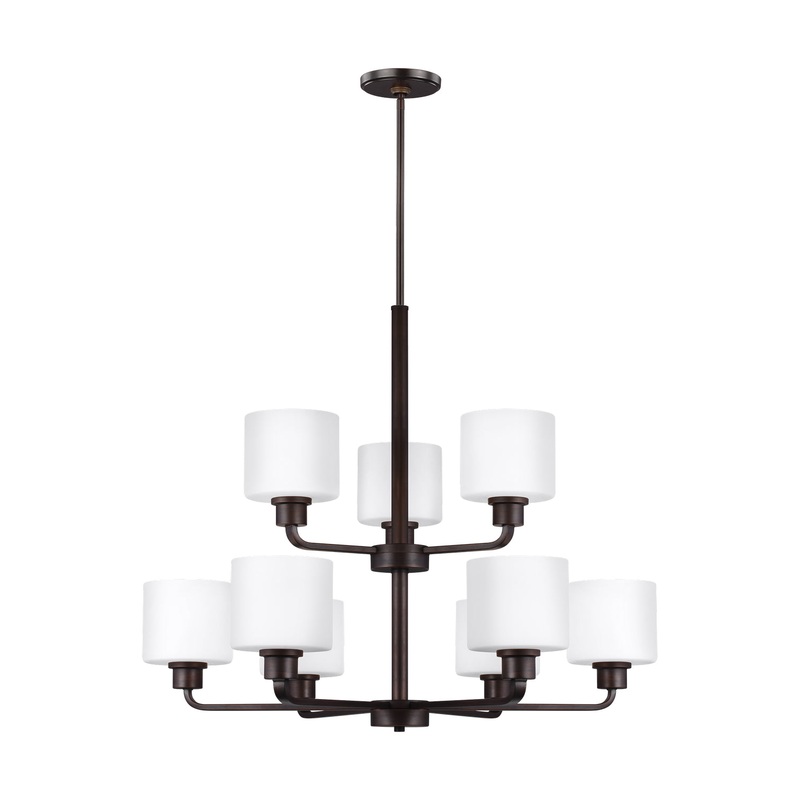 Generation Lighting 3128809-710 Canfield Nine Light Chandelier, Bronze