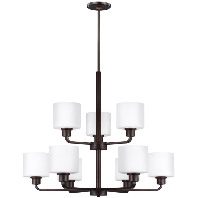 Generation Lighting 3128809EN3-710 Canfield Nine Light Chandelier, Bronze