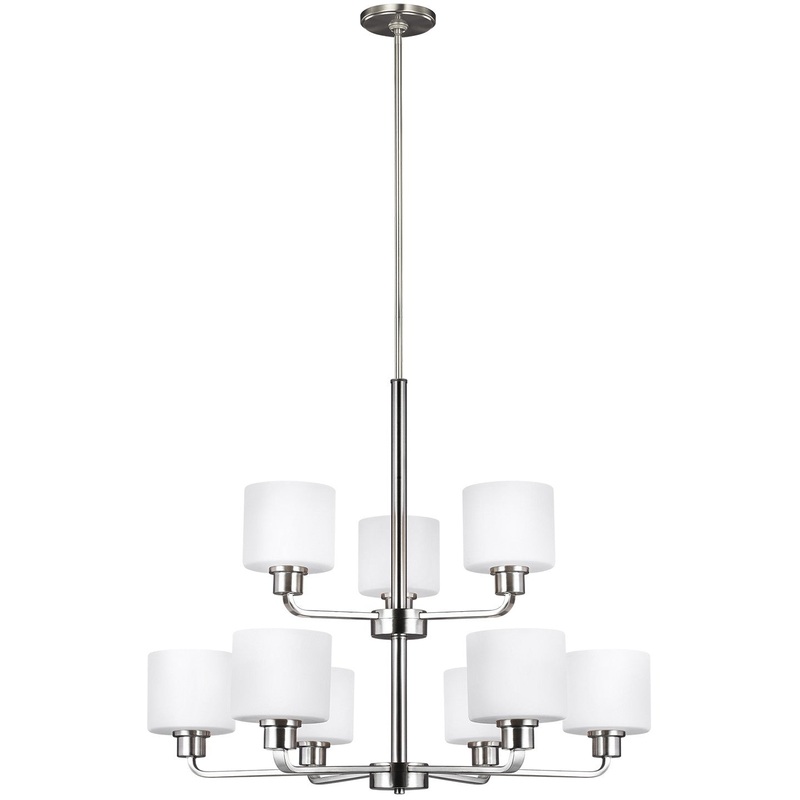 Generation Lighting 3128809EN3-962 Canfield Nine Light Chandelier, Brushed Nickel