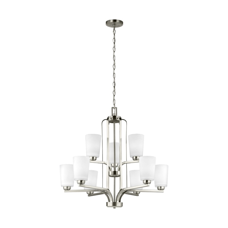 Generation Lighting 3128909-962 Franport Nine Light Chandelier, Brushed Nickel