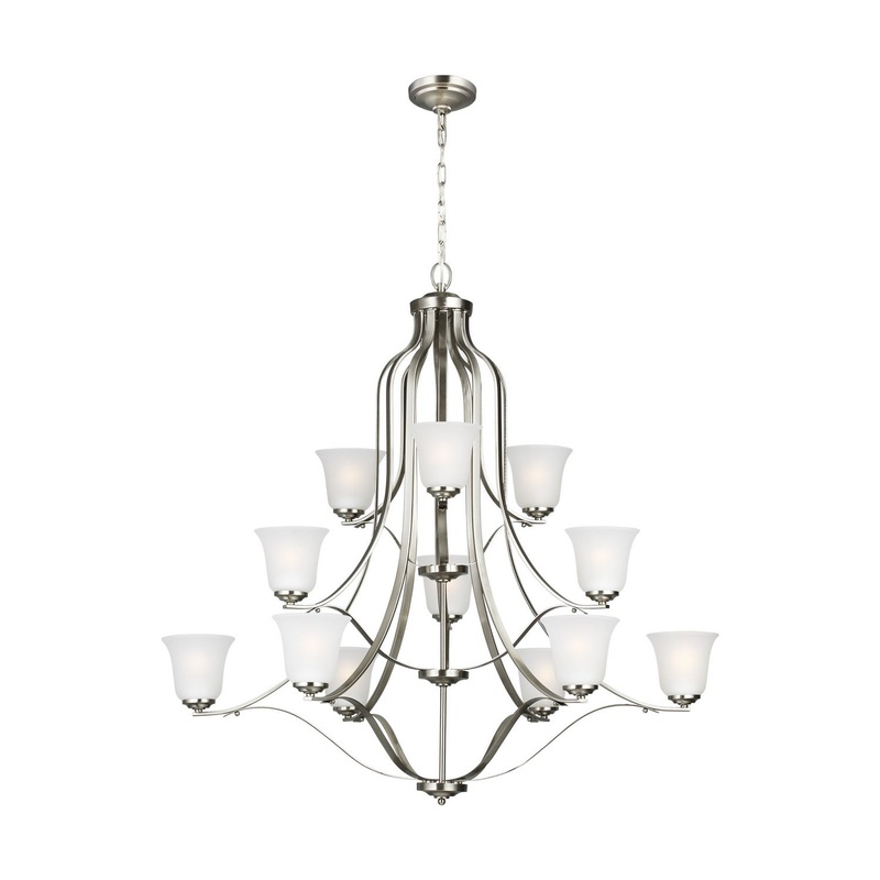 Generation Lighting 3139012EN3-962 Emmons 12 Light Chandelier, Brushed Nickel