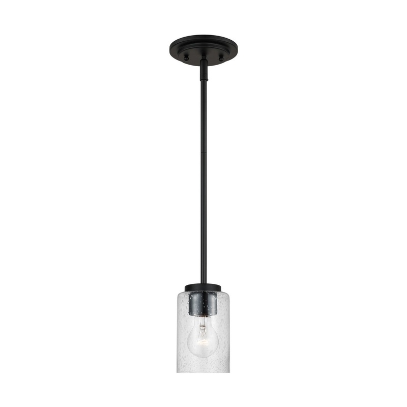 Generation Lighting 61170-112 Oslo One Light Mini-Pendant, Midnight Black