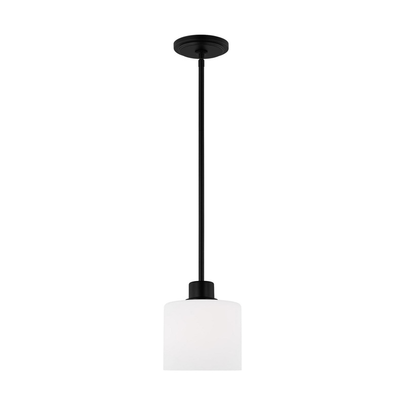 Generation Lighting 6128801EN3-112 Canfield One Light Mini-Pendant, Midnight Black