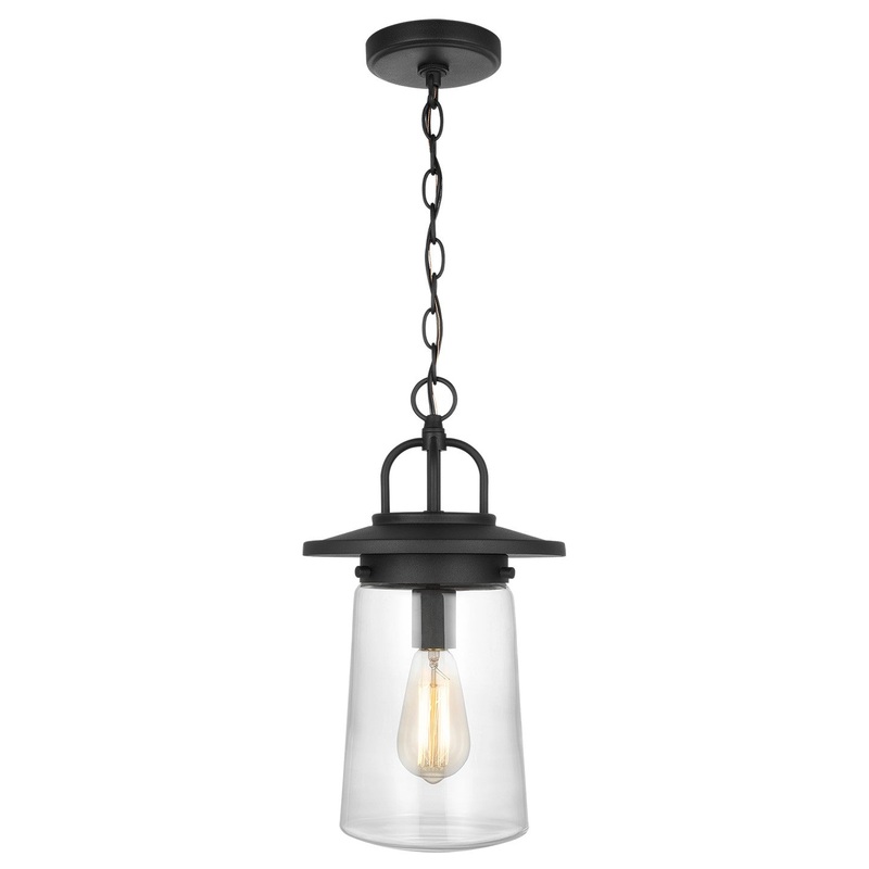 Generation Lighting 6208901-12 Tybee One Light Outdoor Pendant, Black