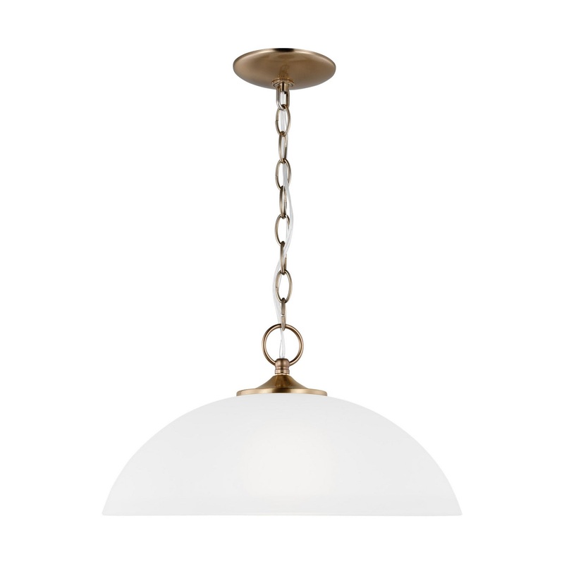 Generation Lighting 6516501EN3-848 Geary One Light Pendant, Satin Brass