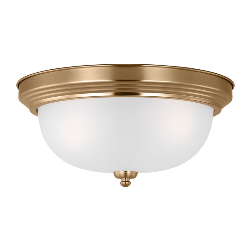 Generation Lighting 77065EN3-848 Geary Three Light Flush Mount, Satin Brass