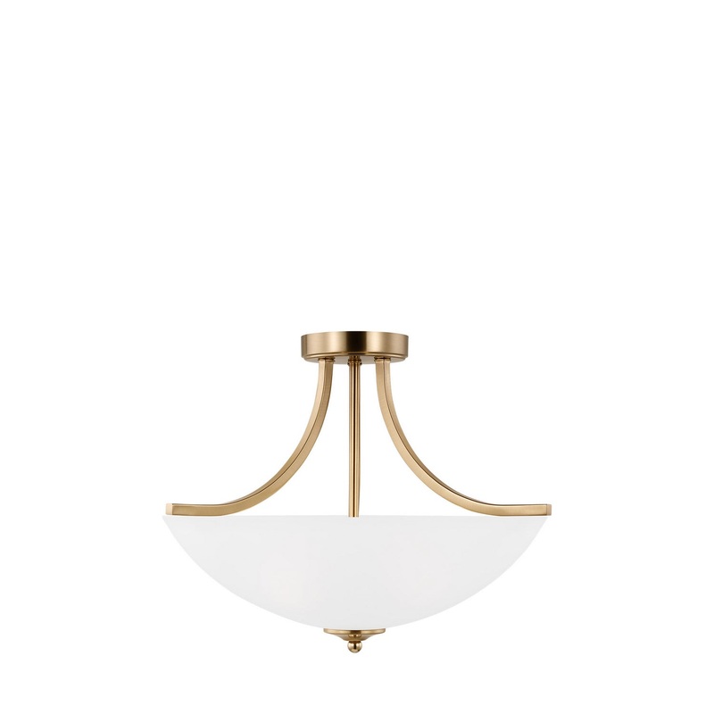 Generation Lighting 7716503EN3-848 Geary Three Light Semi-Flush Convertible Pendant, Satin Brass