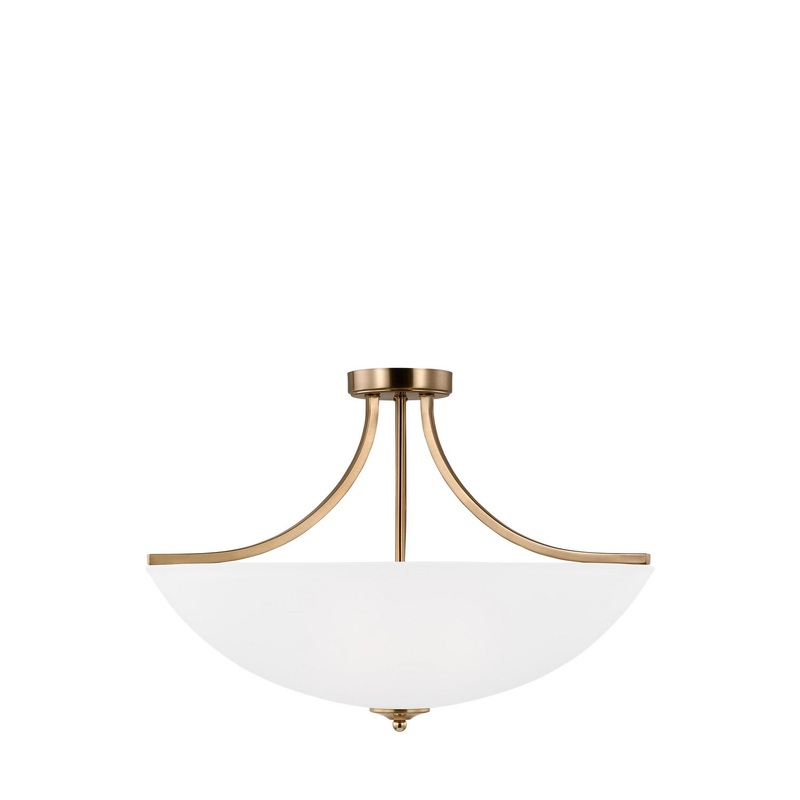 Generation Lighting 7716504EN3-848 Geary Four Light Semi-Flush Convertible Pendant, Satin Brass