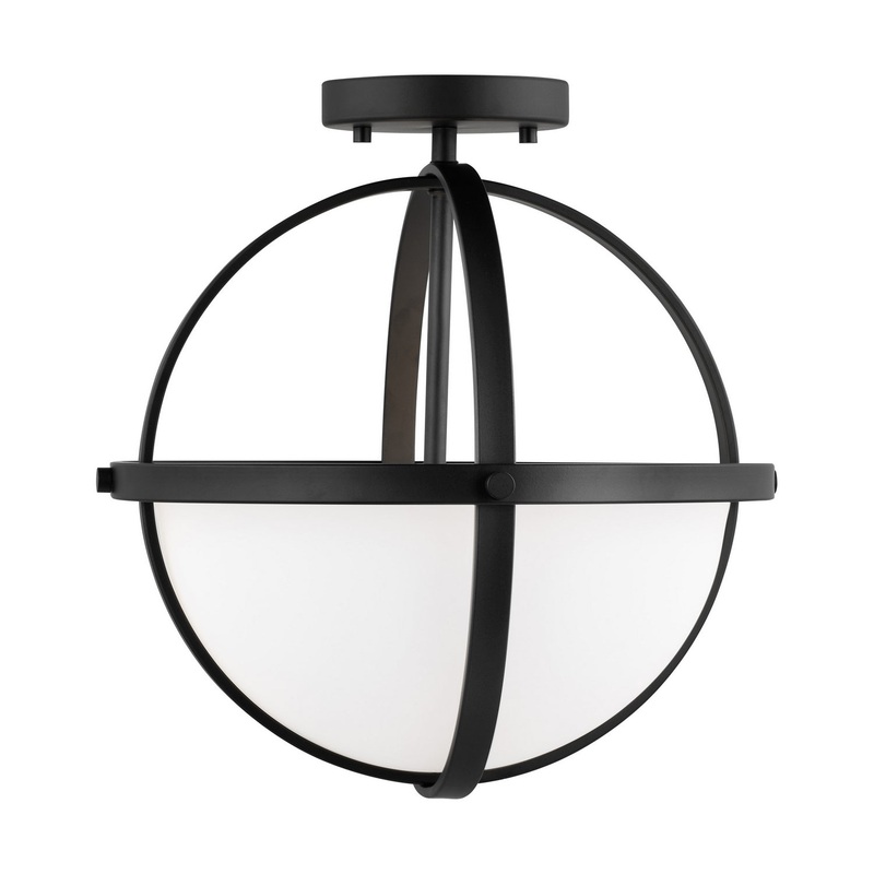 Generation Lighting 7724602EN3-112 Alturas Two Light Semi-Flush Convertible Pendant, Midnight Black