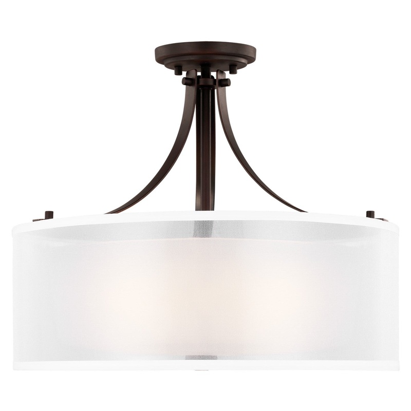 Generation Lighting 7737303EN3-710 Elmwood Park Three Light Semi-Flush Mount, Bronze