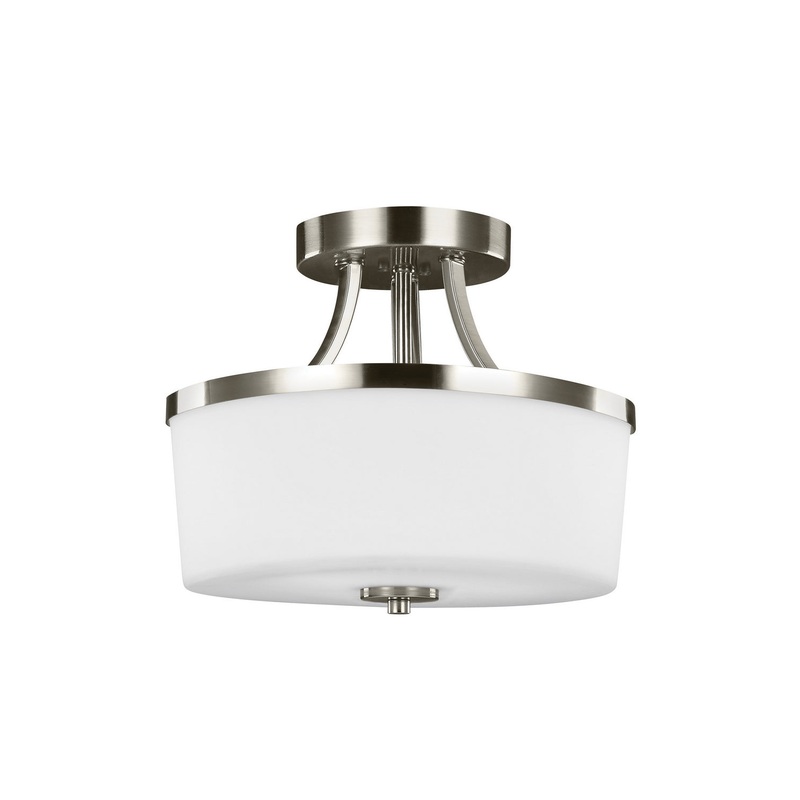Generation Lighting 7739102EN3-962 Hettinger Two Light Semi-Flush Convertible Pendant, Brushed Nickel