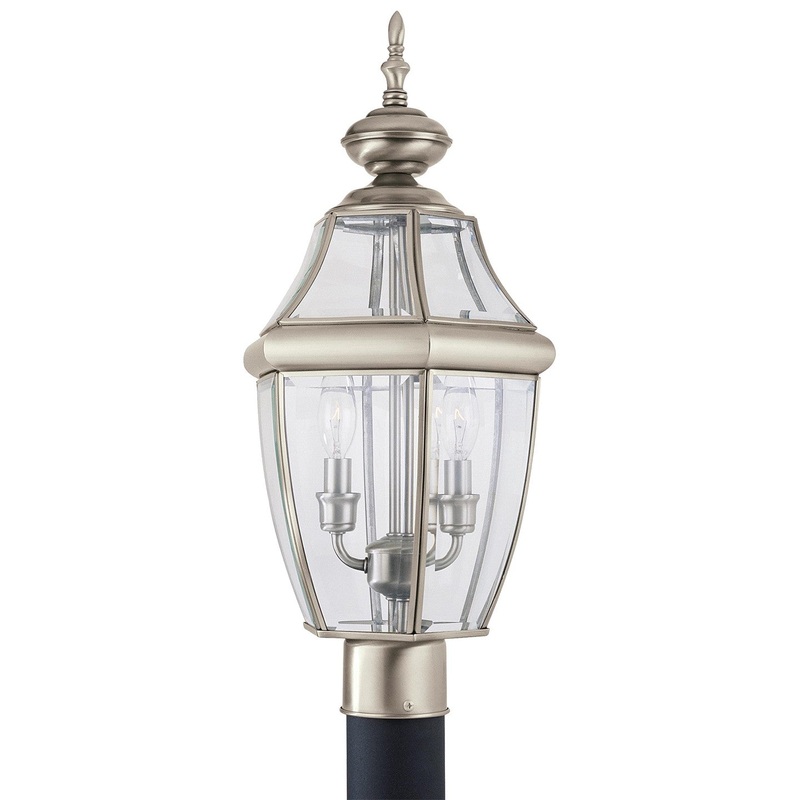 Generation Lighting 8229-965 Lancaster Two Light Outdoor Post Lantern, Antique Brushed Nickel