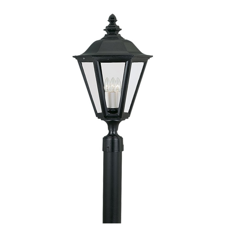 Generation Lighting 8231-12 Brentwood Three Light Outdoor Post Lantern, Black