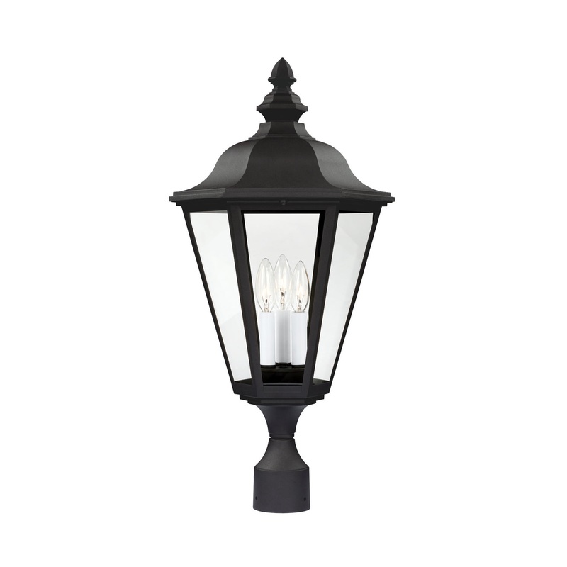 Generation Lighting 8231EN-12 Brentwood Three Light Outdoor Post Lantern, Black