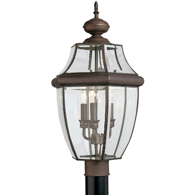 Generation Lighting 8239-71 Lancaster Three Light Outdoor Post Lantern, Antique Bronze