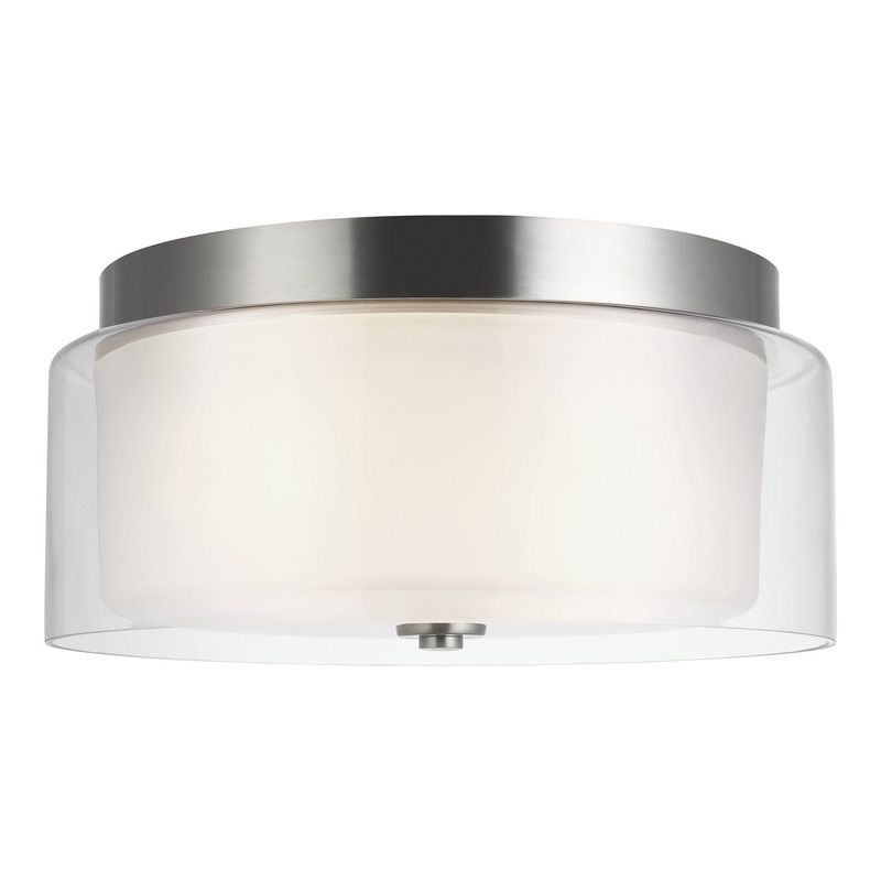 Generation Lighting 7537302-962 Elmwood Park Two Light Flush Mount, Brushed Nickel
