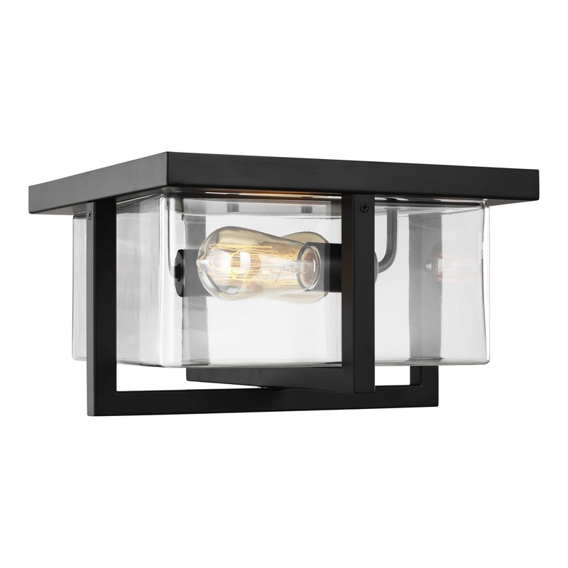 Generation Lighting 7541502-112 Mitte Two Light Flush Mount, Midnight Black
