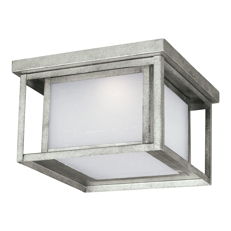 Generation Lighting 7903997S-57 Hunnington LED Outdoor Flush Mount, Weathered Pewter