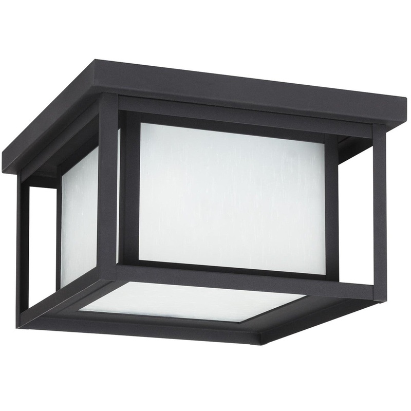 Generation Lighting 79039EN3-12 Hunnington Two Light Outdoor Flush Mount, Black