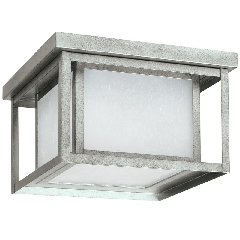 Generation Lighting 79039EN3-57 Hunnington Two Light Outdoor Flush Mount, Weathered Pewter