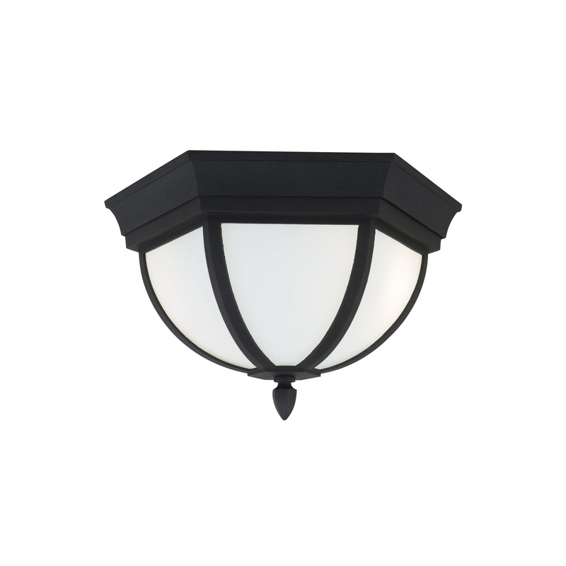 Generation Lighting 79136-12 Wynfield Two Light Outdoor Flush Mount, Black