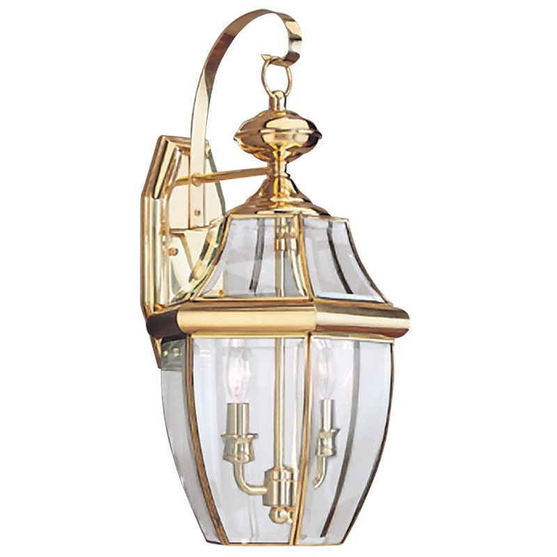 Generation Lighting 8039-02 Lancaster Two Light Outdoor Wall Lantern, Polished Brass
