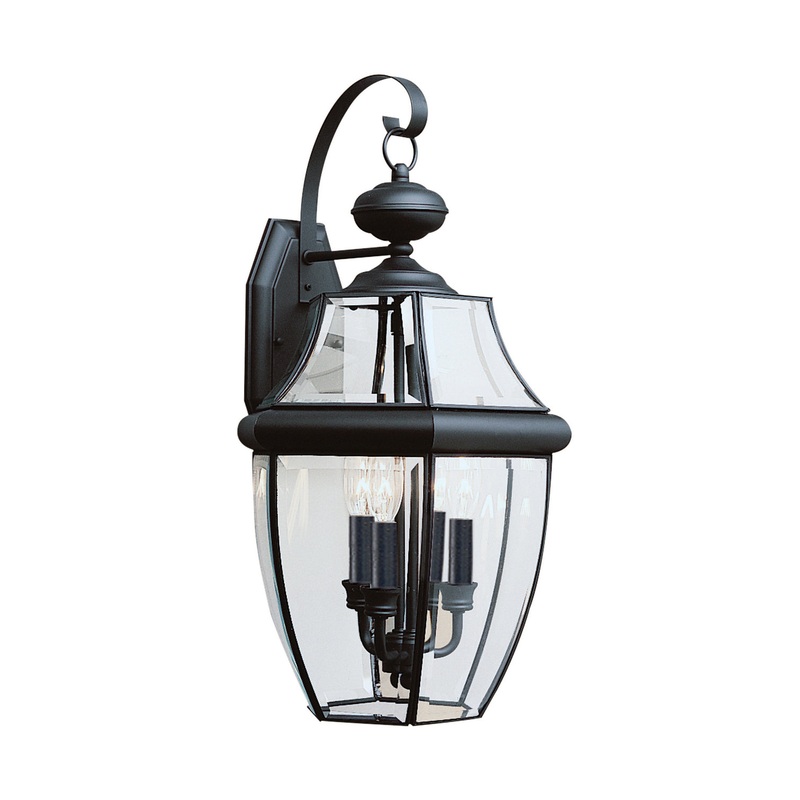Generation Lighting 8040EN-12 Lancaster Three Light Outdoor Wall Lantern, Black