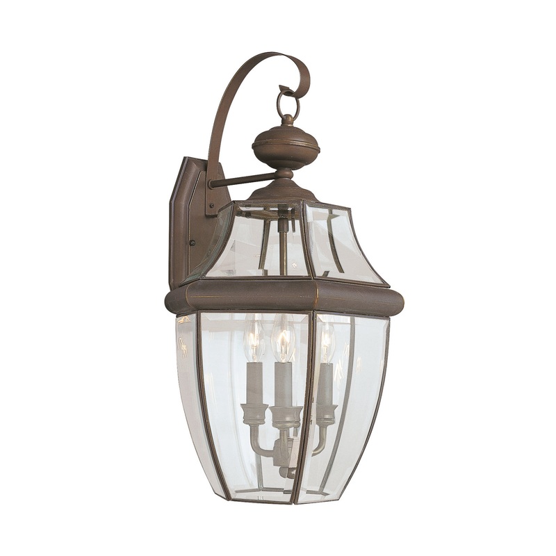 Generation Lighting 8040EN-71 Lancaster Three Light Outdoor Wall Lantern, Antique Bronze