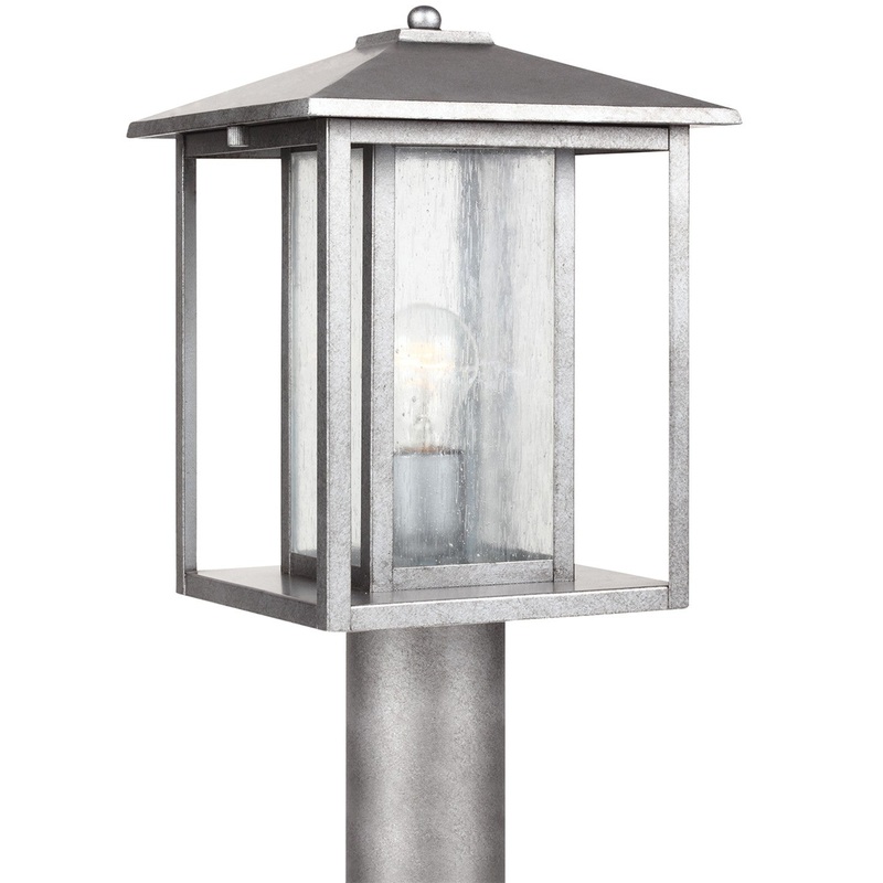 Generation Lighting 82027-57 Hunnington One Light Outdoor Post Lantern, Weathered Pewter