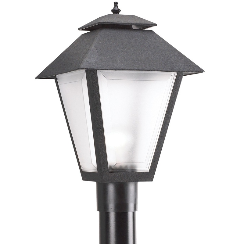 Generation Lighting 82065-12 Polycarbonate Outdoor One Light Outdoor Post Lantern, Black