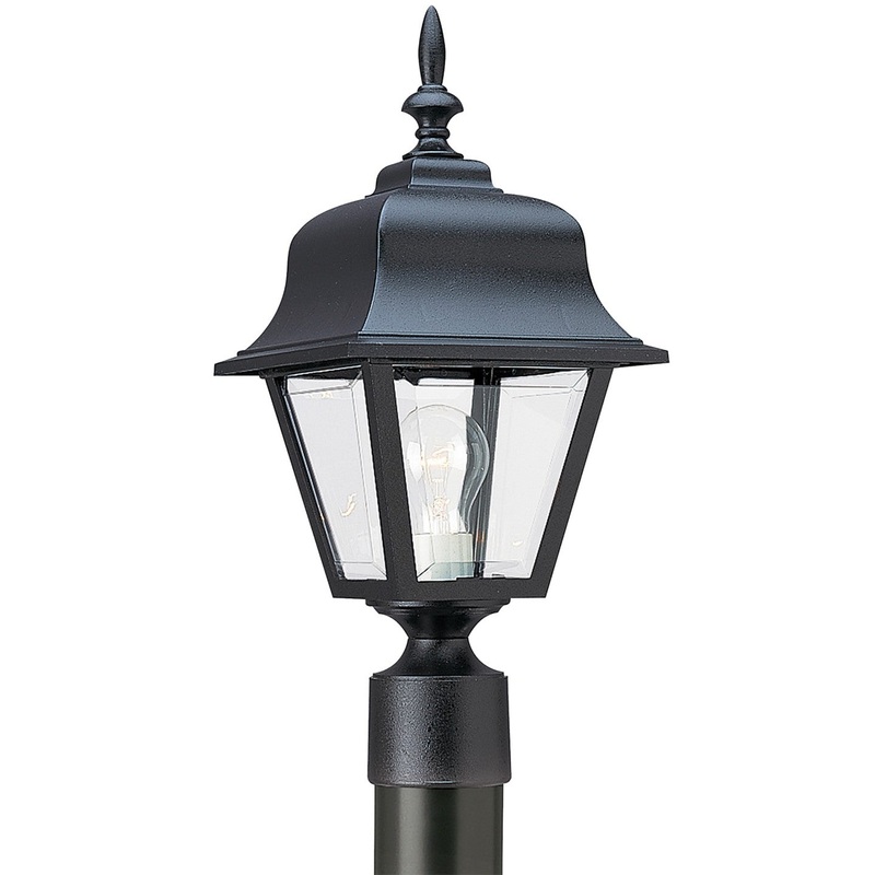 Generation Lighting 8255-12 Polycarbonate Outdoor One Light Outdoor Post Lantern, Black