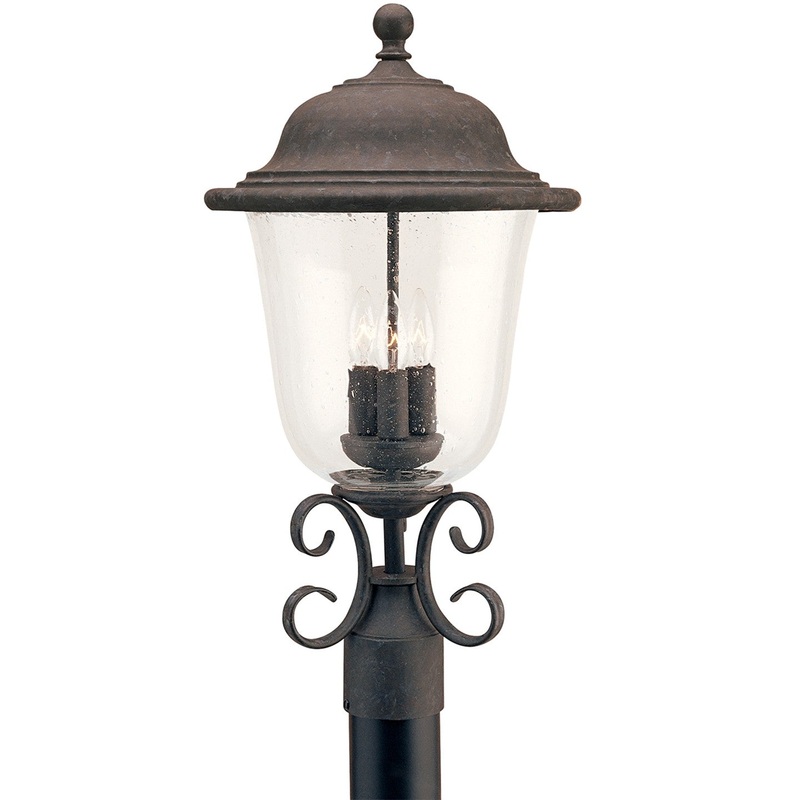Generation Lighting 8259-46 Trafalgar Three Light Outdoor Post Lantern, Oxidized Bronze