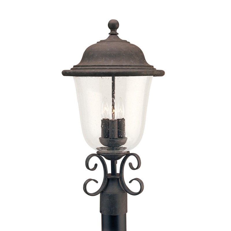 Generation Lighting 8259EN-46 Trafalgar Three Light Outdoor Post Lantern, Oxidized Bronze