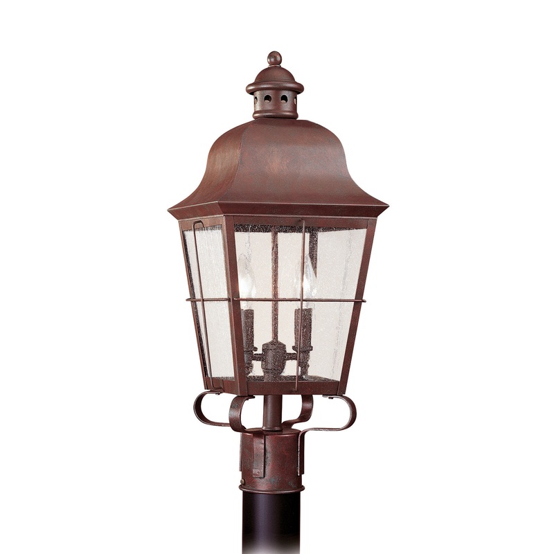 Generation Lighting 8262EN-44 Chatham Two Light Outdoor Post Lantern, Weathered Copper